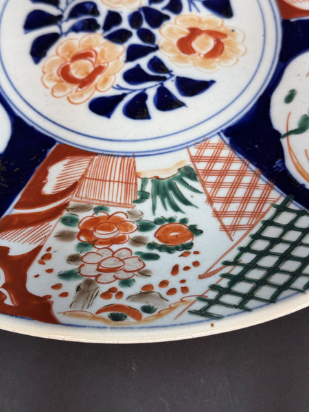 Early/Mid 1800s Japan Imari Porcelain 14.5" Six Panel Round Plate Charger