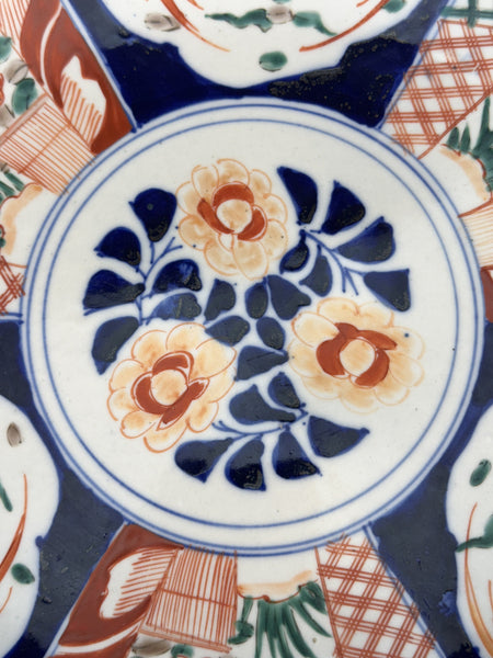 Early/Mid 1800s Japan Imari Porcelain 14.5" Six Panel Round Plate Charger
