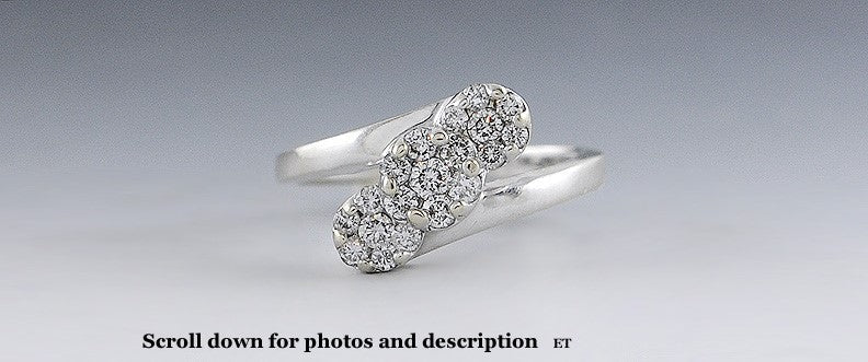 Lovely 14K White Gold and Diamond Bypass Ring -- ~1/2 Carat TDW Size 7
