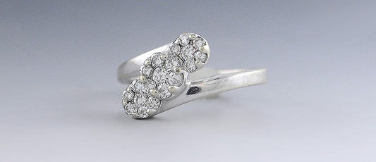 Lovely 14K White Gold and Diamond Bypass Ring -- ~1/2 Carat TDW Size 7