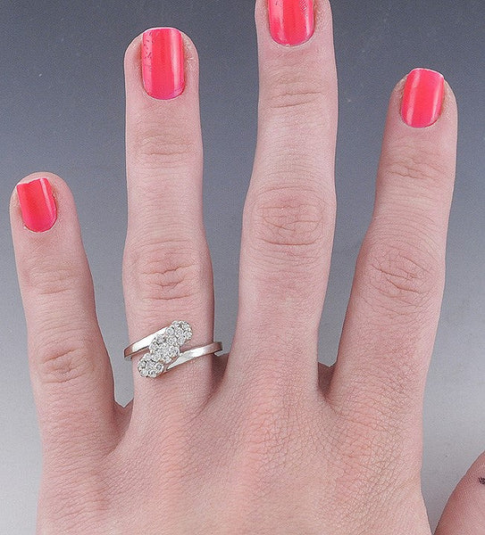 Lovely 14K White Gold and Diamond Bypass Ring -- ~1/2 Carat TDW Size 7
