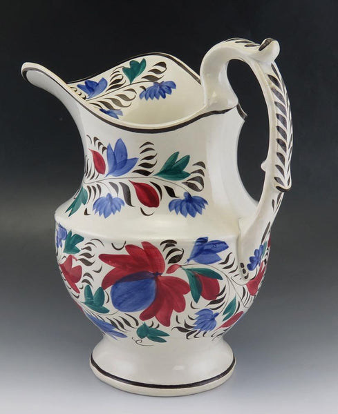 Antique UK c1830's Handpainted Pottery Porcelain Provincial Ewer Pitcher 1800's