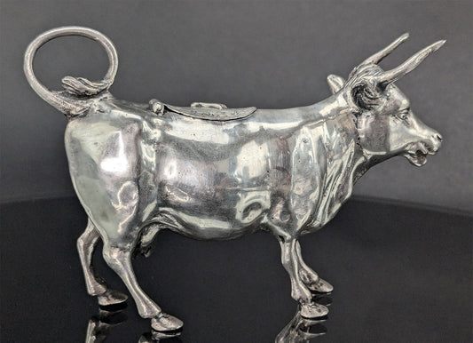 Charming Antique c1890s European Silver Hanau German? Cow Creamer
