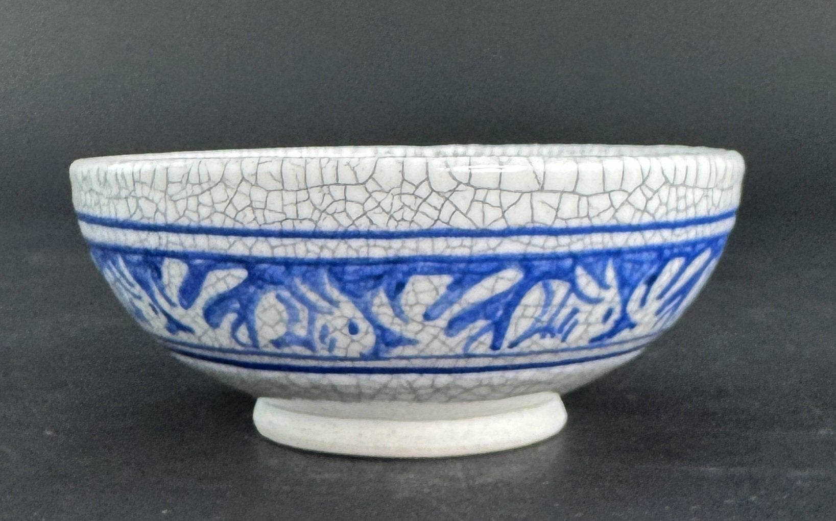 Antique Signed Dedham Pottery Rabbit Crackle Glaze 4.5" Bowl Good Mark
