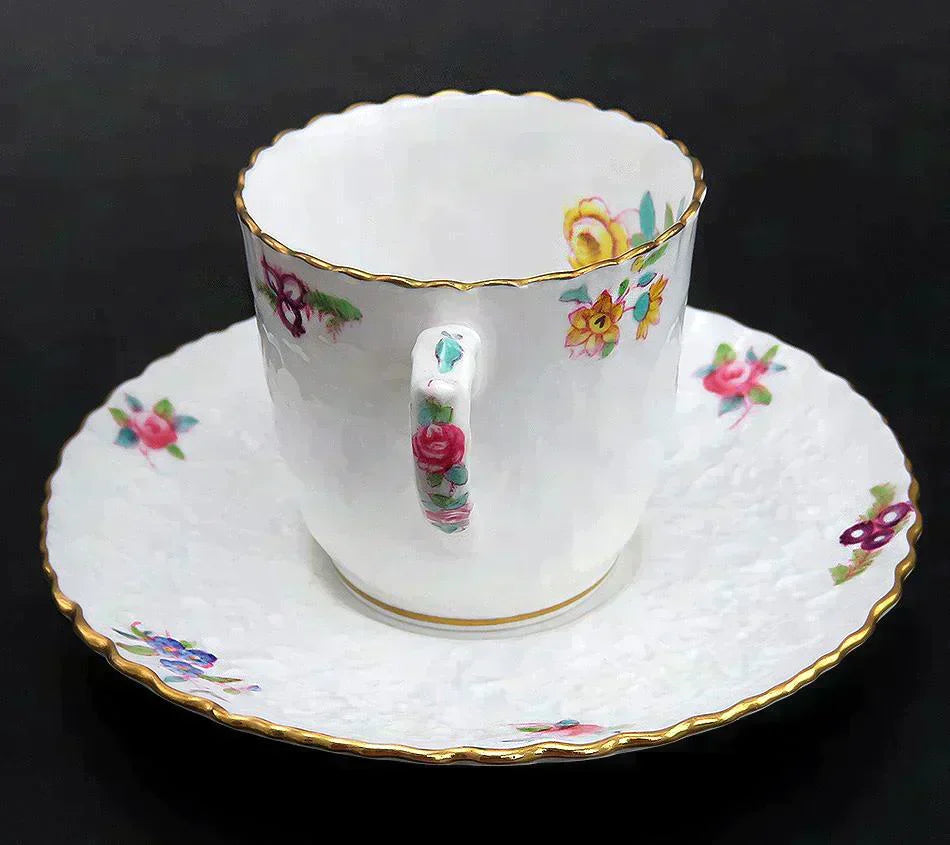 24pc Set Copeland Spode Dresden Rose Savoy Porcelain Demitasse Cups & Saucers