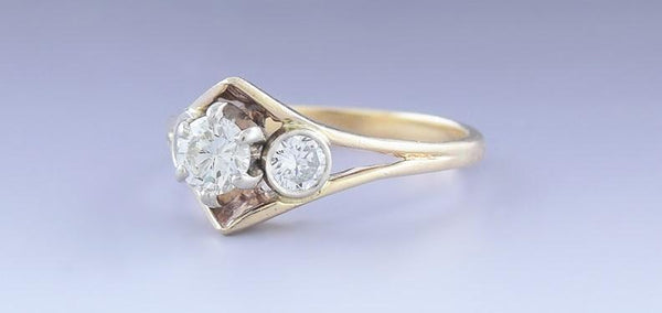 Beautiful 14k Yellow Gold & ~.84ct Three Diamond Ring Size 8.5