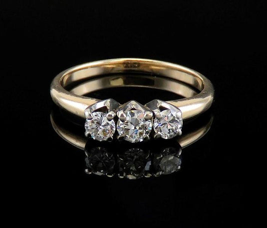 Vibrant 14K Yellow & White Gold 1/2CT Diamond Band Ring Size 6.5