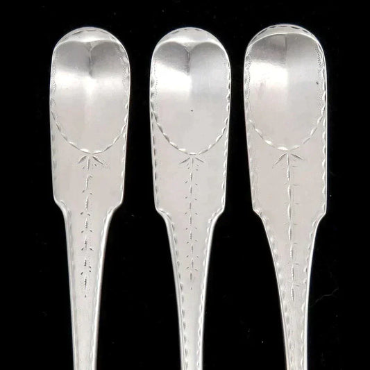 3 Antique Late 1700's Philadelphia Coin Silver Brite Cut Forks 8"