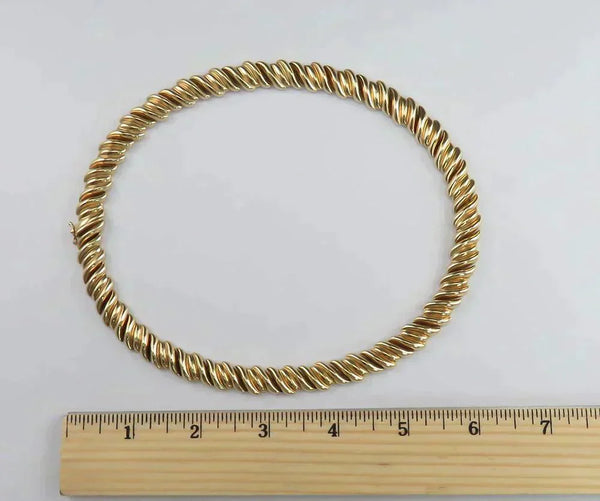 High End Italian 14K Yellow Gold Choker Style Necklace 16 1/2"- 44.4 grams