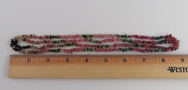 Long & Lovely Plum and Green Tourmaline Gemstone Bead Strand Necklace 36 Inches