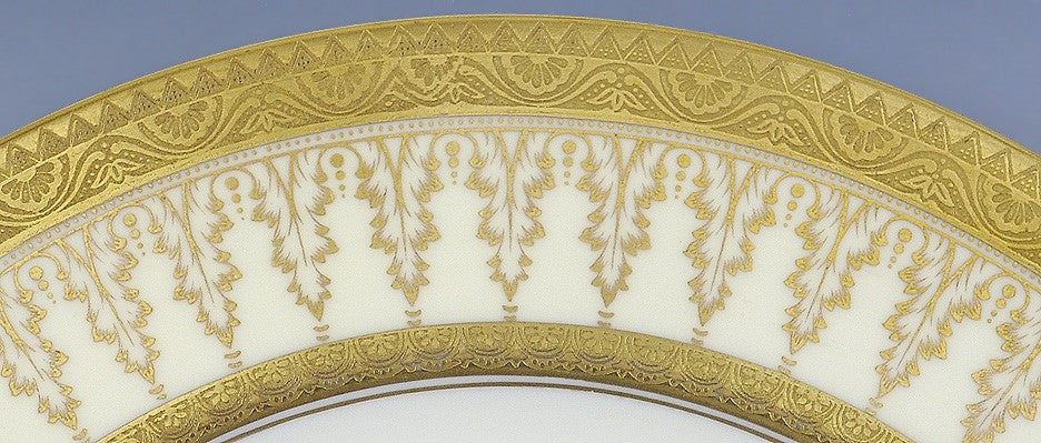 Superb Set 11 1900-1930 Cauldon Tiffany Co Gilded 10 1/2" Dinner Plates