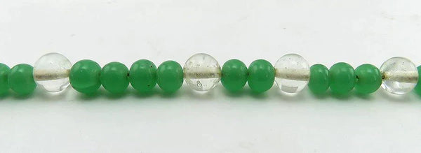 Striking Vintage Art Deco Peking Glass Green & Clear Graduated Beaded Necklace