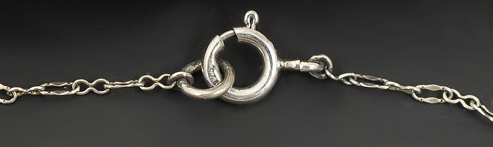 Sweet Vintage Sterling Silver/14k Gold/Green Jasper Chalcedony Necklace China