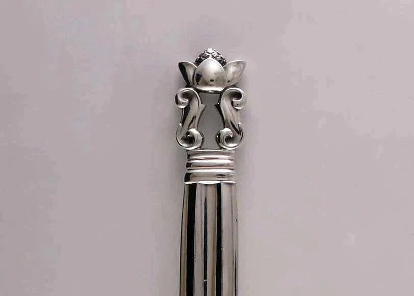 Rare Georg Jensen Old Production Sterling Silver Acorn Serving Fork