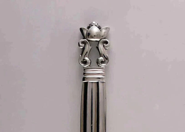 Rare Georg Jensen Old Production Sterling Silver Acorn Serving Fork