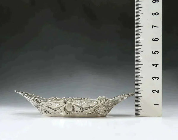 Elegant c1900 German 800 Silver Pierced Openwork Basket / Dish