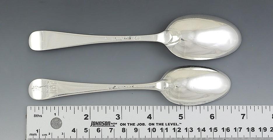 Superb Assembled Set of 10 English 1700s Georgian Sterling Silver Place Spoons
