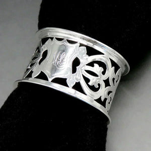 Antique 1909 English Sterling Silver Openwork Pierced Wide Napkin Ring