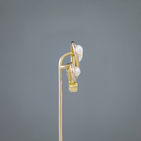 Nice Vintage c1900 14k Gold Natural Pearl & Sapphire Stickpin