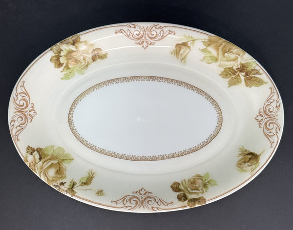 Antique Hermann Ohme Silesia Old Ivory Porcelain 84 Oval Serving Platter