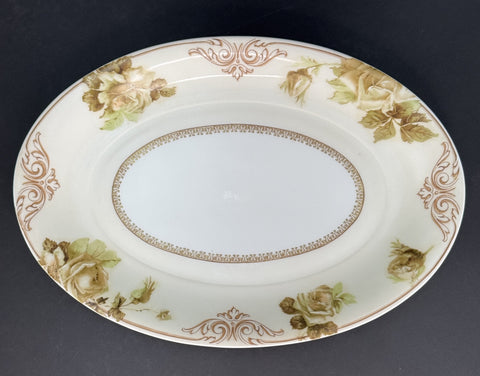 Antique Hermann Ohme Silesia Old Ivory Porcelain 84 Oval Serving Platter