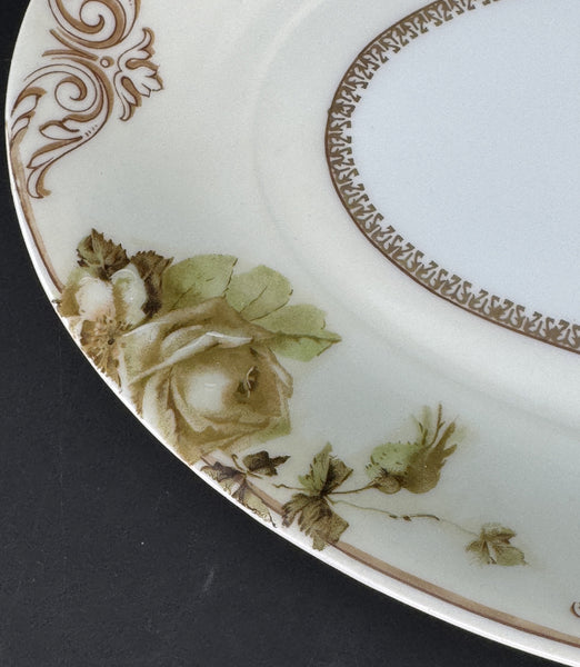 Antique Hermann Ohme Silesia Old Ivory Porcelain 84 Oval Serving Platter