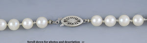 Fine Individually Knotted Strand of Pearls w/ 14K Filigree Clasp Necklace