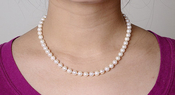 Fine Individually Knotted Strand of Pearls w/ 14K Filigree Clasp Necklace