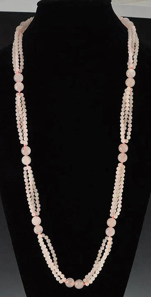 3 Genuine Rose Quartz Beaded Necklaces Lovely Color and Designs