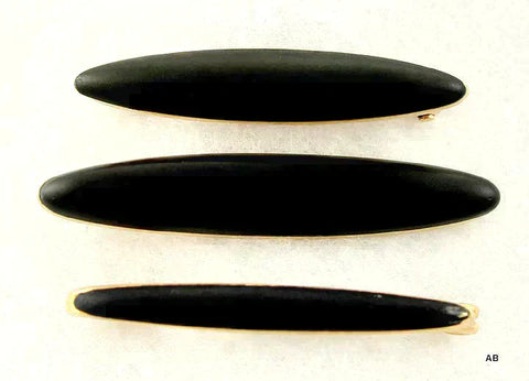 3 Antique 14K Yellow Gold Black Enamel Bar Pins by Hedges, Enos Richardson