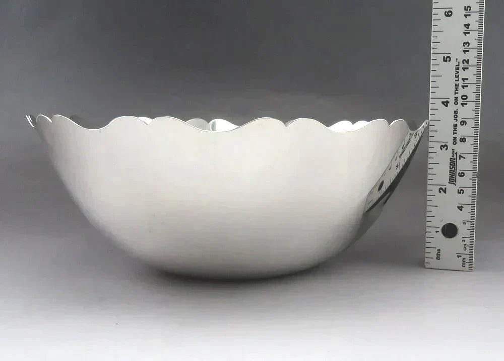 Vintage Heavy Solid Sterling Silver Tiffany & Company Ruffled Rim Serving Bowl