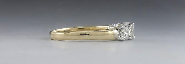 Stunning 14K 2-Tone Gold & 3 Princess Cut Diamond Ring