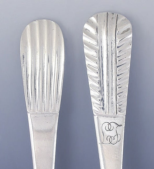 7 Antique c1860 Portuguese Silver Coffee Tea Dessert Spoons Sugar Shovel