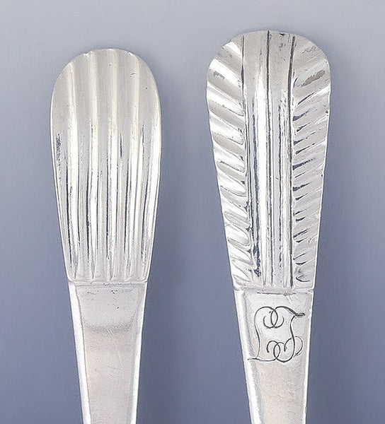 7 Antique c1860 Portuguese Silver Coffee Tea Dessert Spoons Sugar Shovel