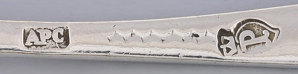 7 Antique c1860 Portuguese Silver Coffee Tea Dessert Spoons Sugar Shovel
