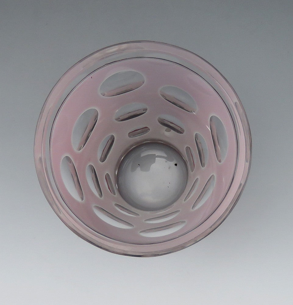 Distinctive Antique Bohemian Thousand Eyes Red White Cut to Clear Vase