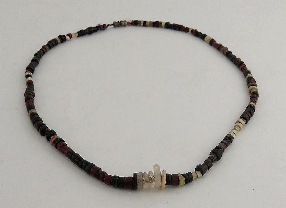 Rare Antiquities 4300 BC Mesopotamian Ubaid Stone Bead Necklace in Display Case