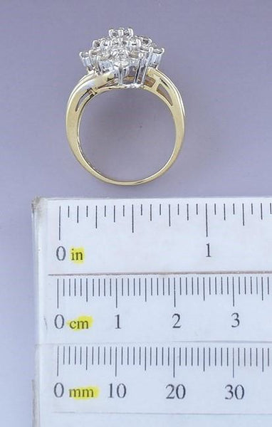 Fabulous 14k Yellow Gold ~1.75ct Diamond Cluster Ring Size 6.5