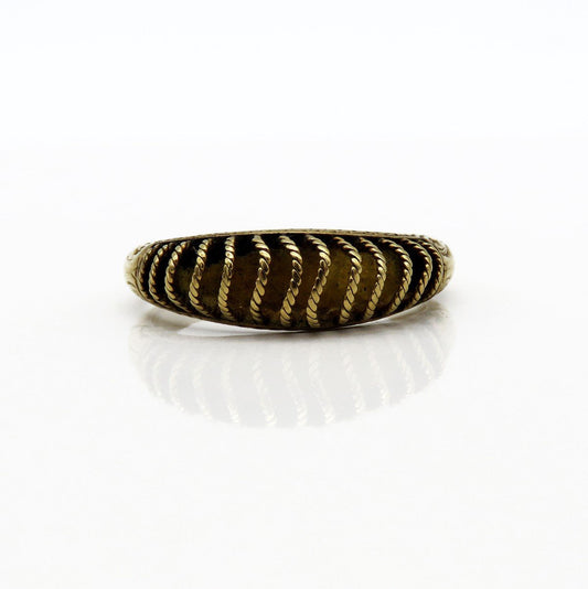 Superb c1830s American Victorian 10k Yellow Gold Dome Filigree Memorial Ring