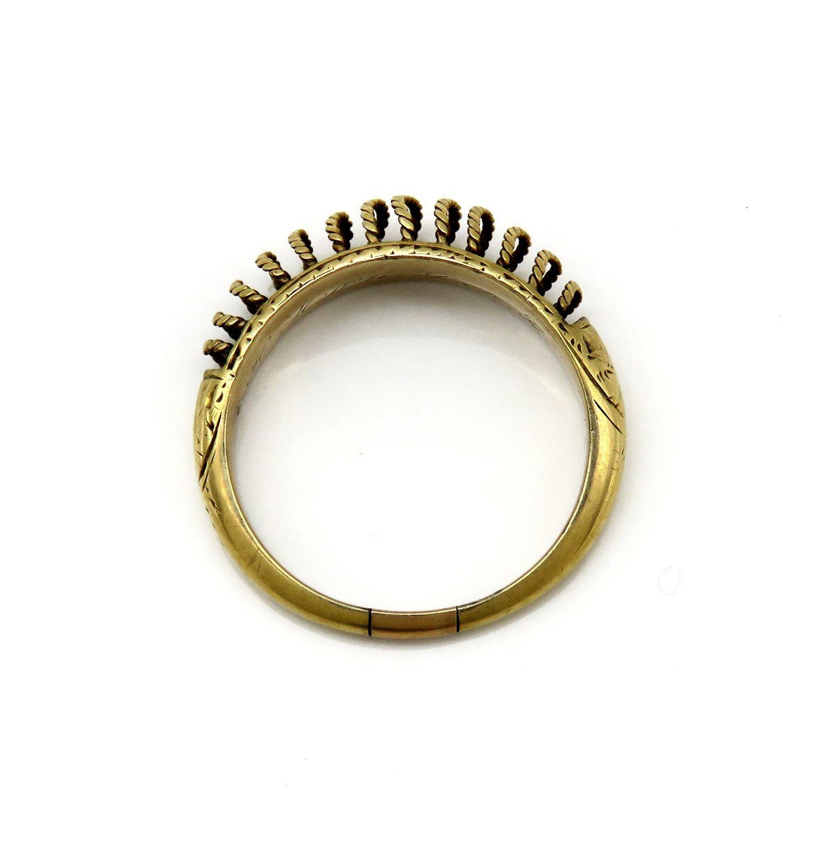Superb c1830s American Victorian 10k Yellow Gold Dome Filigree Memorial Ring