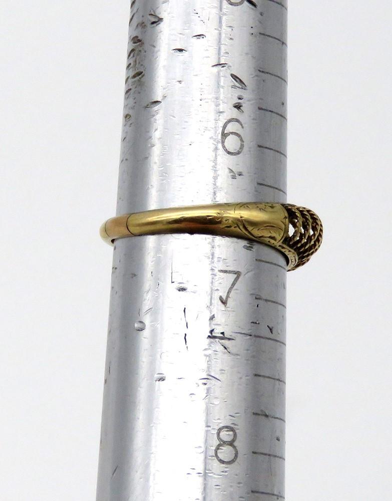 Superb c1830s American Victorian 10k Yellow Gold Dome Filigree Memorial Ring