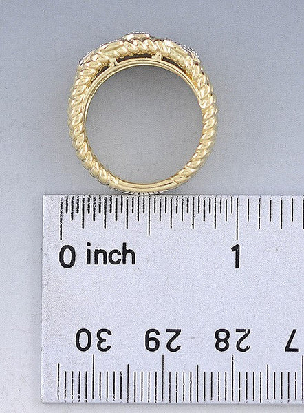 Stunning 14K Yellow Gold Band Rope Twist Diamond Ring Size 6.5