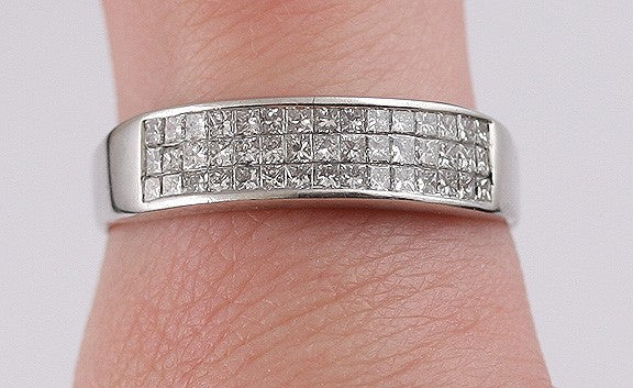 Brilliant 14K White Gold & ~1.5CT Diamond Ring Modern Size 12.75