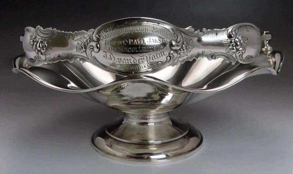 Impressive 1867 Dutch Silver Swing Handle Bridal Basket