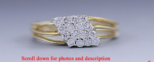 Vibrant Brilliant 14k Yellow Gold Diamond Cluster Ring Size 6.25