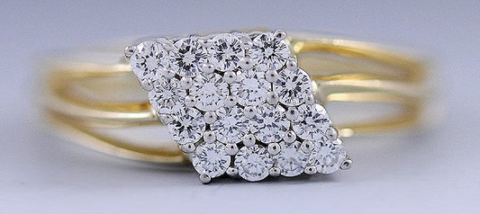 Vibrant Brilliant 14k Yellow Gold Diamond Cluster Ring Size 6.25