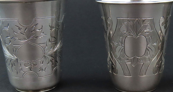 3 Beautiful 1881/2 Russian 875 Silver Classic Vodka Cups No Monos 2 1/4" Tall