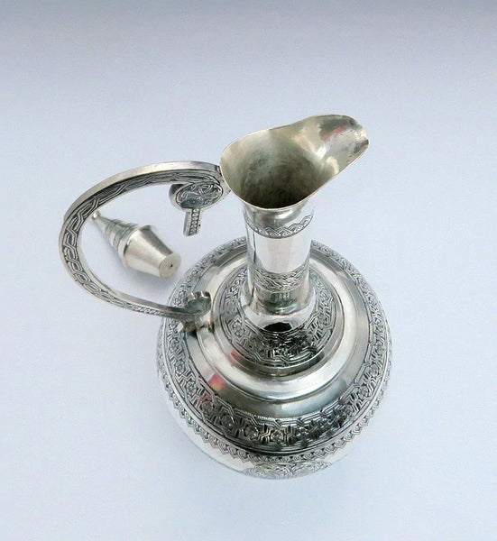 late 1800s/early 1900s Fantastic Turkish Silver Decanter / Ewer & 6 Cups Set