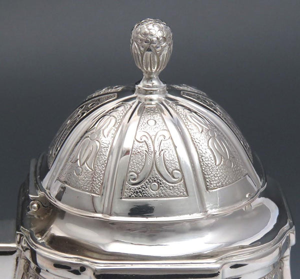 c1900 Antique European Sterling Silver Hand Engraved Teapot