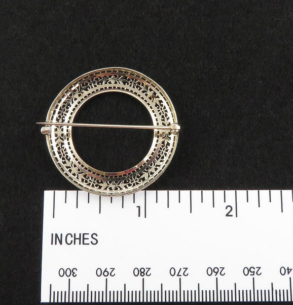 1910-1930's Understated Elegance In a Fine Antique 14K White Gold Filigree Pin